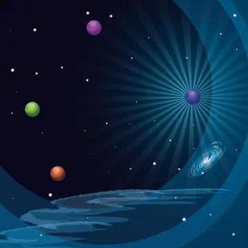 Space view scene icon Stock Illustration