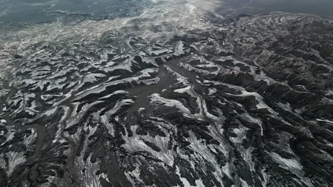 Space view of the solidified lava of the active volcano Bromo. drone view Stock Footage 277204349