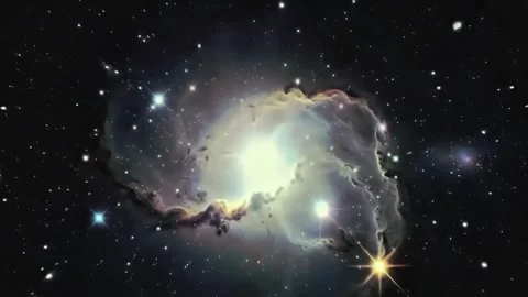 Space view zoom in slow motion with planet star and particle 動画素材 317811661