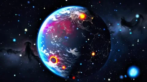 Space view zoom in slow motion with planet star and particle 스톡 동영상 317811662