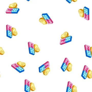 Space of virtual reality isometric icon seamless pattern Stock Illustration