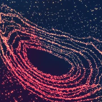 Space Vortex Vector Background. Black Hole From Flying Glowing Particles Stock Illustration