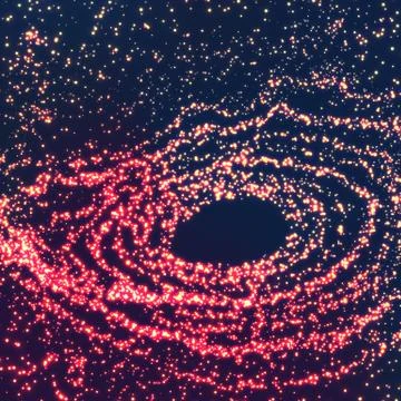Space Vortex Vector Background. Black Hole From Flying Glowing Particles Illustrazione stock