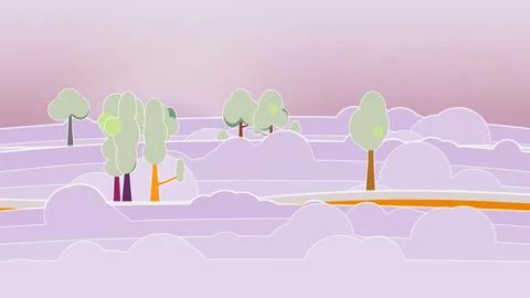 Space voyager path palette rainbow road forest dreamscape with layered bottom cl Stock Illustration