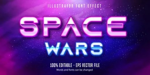 Space war text, neon style editable text effect Stock Illustration
