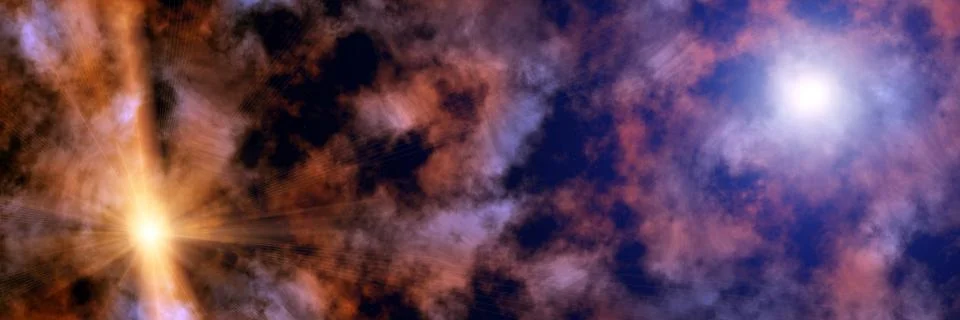 Space in warm cold tones, interstellar gas. Drawing. Stock Illustration