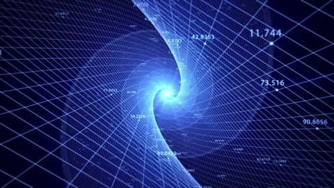 Space warp animation with coordinate digits and glowing geometry grid Stock Footage 275545856