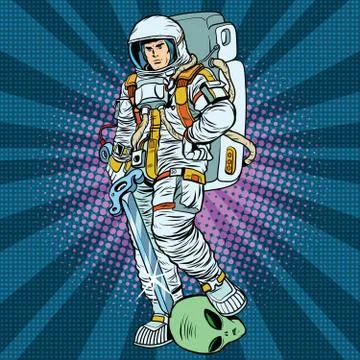 Space warrior is the winner alien Stock Illustration