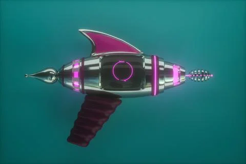 Space weapons, raygun, blaster. 3D illustration Stock Illustration