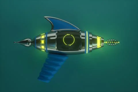 Space weapons, raygun, blaster. 3D illustration Stock Illustration