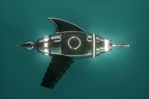 Space weapons, raygun, blaster. 3D illustration Stock Illustration