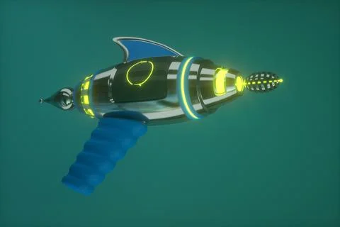 Space weapons, raygun, blaster. 3D illustration Stock Illustration