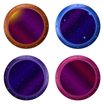 Space window with stars, set Stock Illustration
