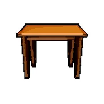 Space wood table pixel art vector illustration Stock Illustration