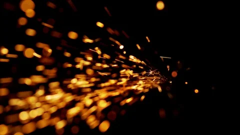 Space yellow background with particles  Space yellow dust on black background Stock Footage 98479794