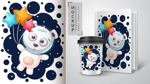 Spacebear - mockup for your idea Stock Illustration