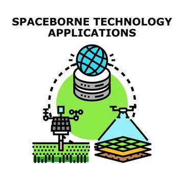 Spaceborne technology applications generating big data analytics Stock Illustration