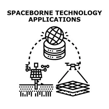 Spaceborne technology applications generating big data analytics Stock Illustration