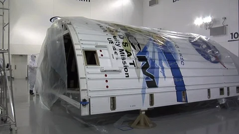 Spacecraft being accepted and processed before launch - 2013 Stock Footage 112273589