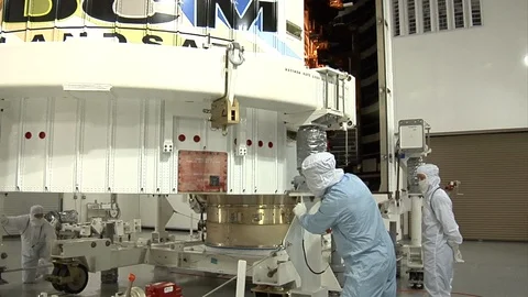 Spacecraft being accepted and processed before launch - 2013 Stock Footage 112273604