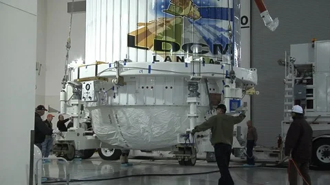 Spacecraft being accepted and processed before launch - 2013 Stock Footage 112273617