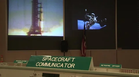Spacecraft Communicator's view of the Apollo era Mission Control at NASA's Stock Footage 55450018