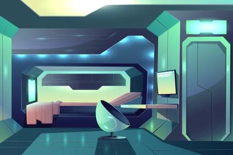 Spacecraft crew member cabin interior Illustrazione stock