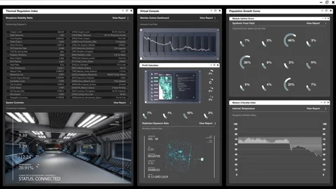 Spacecraft digital dashboard displaying ... | Stock Video | Pond5