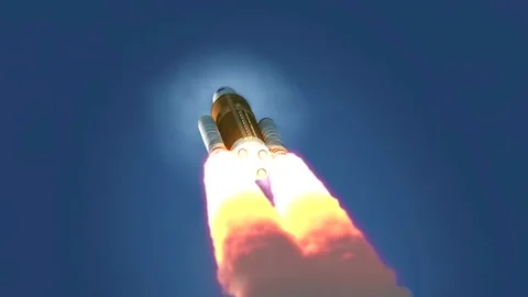 Spacecraft. Entry into orbit. Cosmos. Stock Footage 194762295