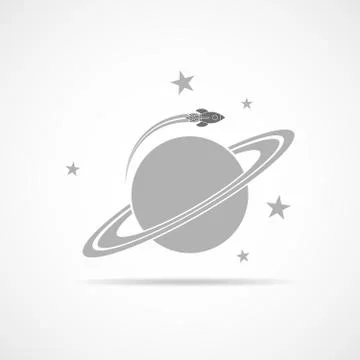 The spacecraft flies around the planet. Vector Illustration. Stock Illustration