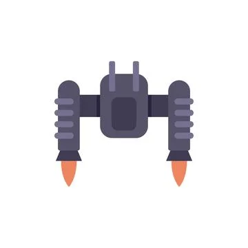 Spacecraft flying with two rocket boosters for space exploration Stock Illustration