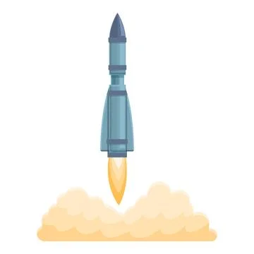 Spacecraft launch engine icon, cartoon style Stock Illustration