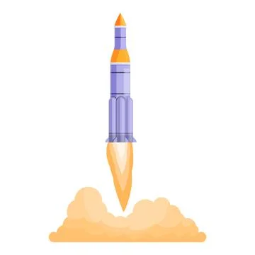 Spacecraft launch flame icon, cartoon style Stock Illustration
