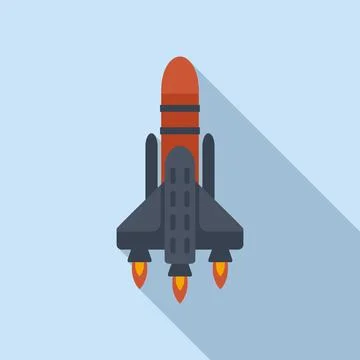 Spacecraft launch icon flat vector. Space rocket Stock Illustration
