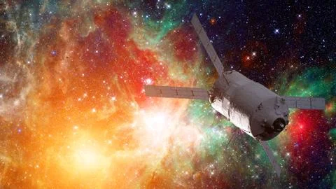 Spacecraft Launch Into Space. Elements of this image furnished by NASA. Stock Photos