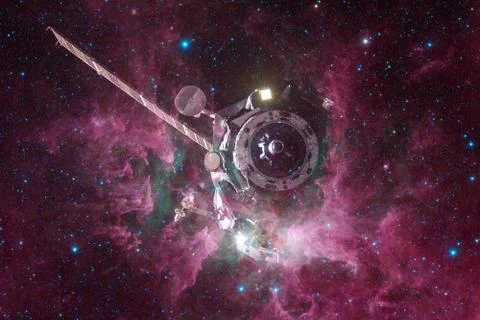 Spacecraft Launch Into Space. Elements of this image furnished by NASA Foto stock