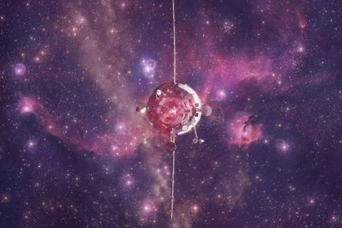 Spacecraft Launch Into Space. Elements of this image furnished by NASA Foto stock
