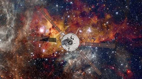 Spacecraft Launch Into Space. Elements of this image furnished by NASA. Sp... Foto stock