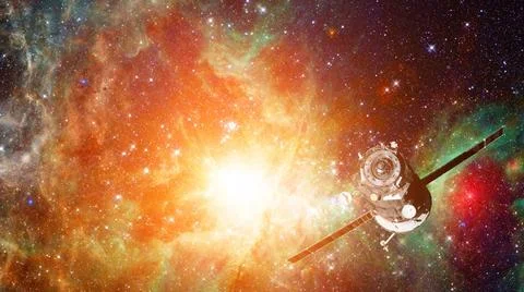 Spacecraft Launch Into Space. Elements of this image furnished by NASA. Sp... Stock Photos