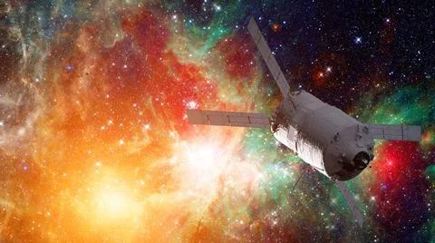 Spacecraft Launch Into Space. Elements of this image furnished by NASA. Sp... Stock Photos
