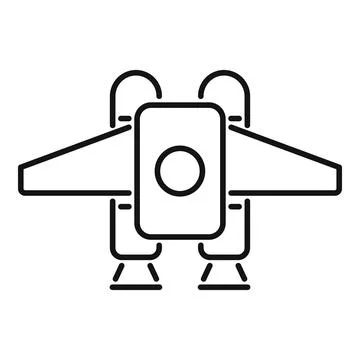 Spacecraft module landing on its platform with open solar panels Illustrazione stock