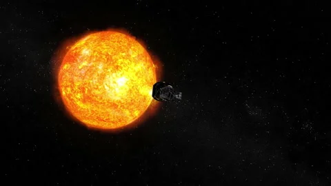 Spacecraft motion to the Sun Stock Footage 136027108