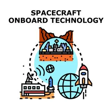 Spacecraft onboard technology controlling space exploration and terraforming Stock Illustration