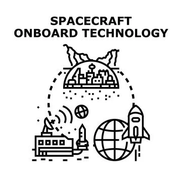 Spacecraft onboard technology controlling space exploration and terraforming Stock Illustration