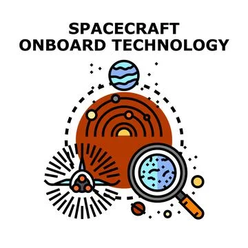 Spacecraft onboard technology for cosmic exploration and research Stock Illustration