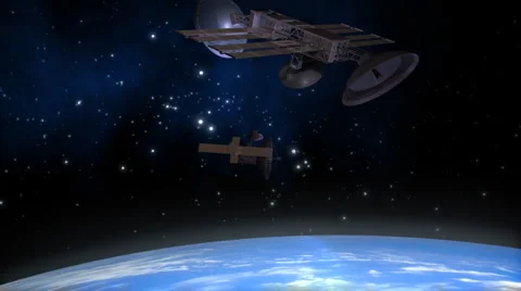 Spacecraft in orbit Stock Footage 7096858