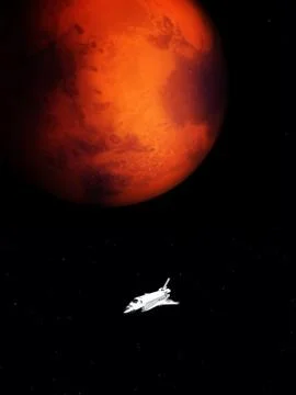 Spacecraft Over Mars Stock Illustration
