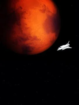 Spacecraft Over Mars Stock Illustration