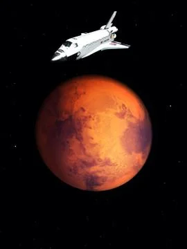 Spacecraft Over Mars Stock Illustration