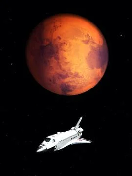 Spacecraft Over Mars Stock Illustration
